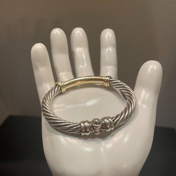 LADIES DAVID YURMAN 14KT GOLD, STERLING SILVER METRO BRACELET 56.2 GRAMS - Picture 5 of 6